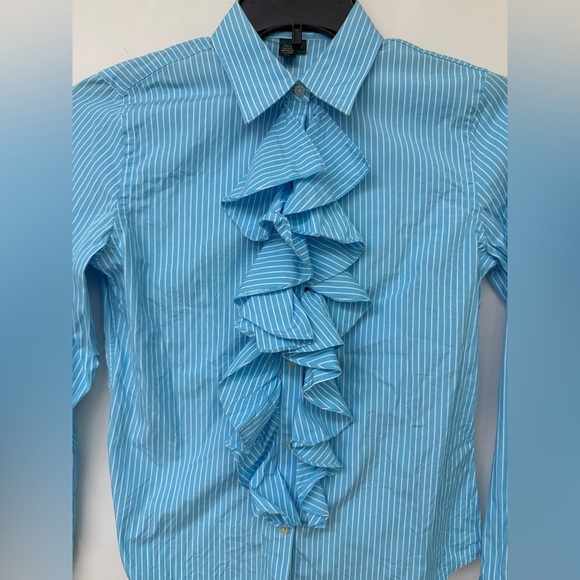 Lauren Ralph Blue Ruffled Women's Top Size S - Picture 3 of 5